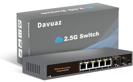 Commutateur Ethernet 2.5G Non administré avec 5 Ports 2.5G Base-T et 2 Ports Uplink 10G SFP, Compatible avec 100/1000/2500Mbps, Design sans Ventilateur, Commutateur réseau 2.5Gb en métal (7)