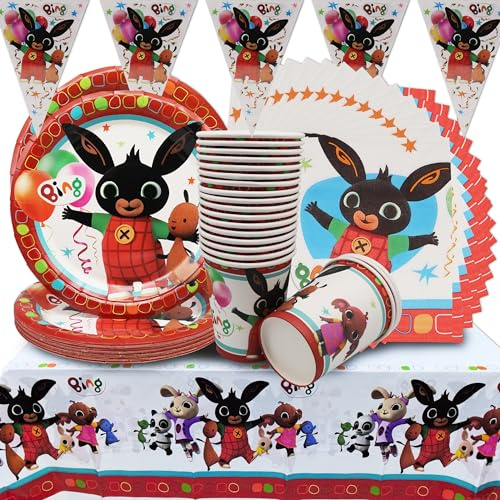 Set di stoviglie per feste con coniglietto, piatto, tazza, tovaglia, tovagliolo, festa per bambini, adatto per 20 persone