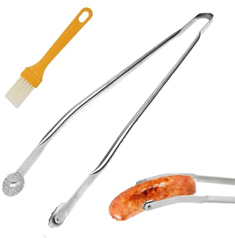 30 Cm Pince A Barbecue A Roulette, Pinces En Métal Pour Barbecue, Pince Barbecue Longue, Pince Retourne Saucisse, Pince Cuisine Inox, Pinces À Steak Polyvalentes, Pince A Barbecue
