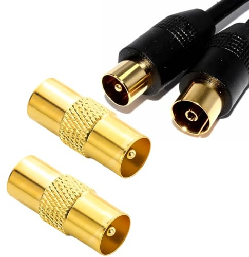 2Pcs Connecteur de Couplage D'adaptateur D'antenne Connecteur Câble de Télévision Plaqué Coaxial (IEC) à Connecteur Coaxial (IEC)
