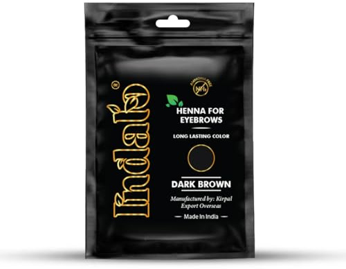 Indalo Eyebrow Henna|Brow Color Powder Smudge Proof & Water Resistant Vegan Cruelty Free Gentle Formula 20 Applications 10G Pouch Dark Brown