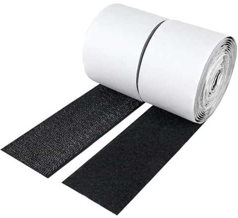 BOMEI PACK Rubans auto-agrippants Heavy Duty Hook Loop tape with adhesive, Rouleau de fixation à dos adhésif,ruban d'installation pour la maison, le bureau, le bricolage et l'artisanat (Noir 11cm*2m)