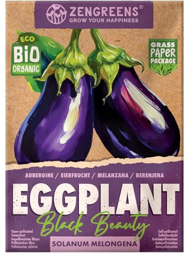 ZenGreens® Semi di melanzana biologico - Semi di verdure per la coltivazione in giardino, sul balcone o in un'aiuola rialzata - Sementi di ortaggi - Black Beauty