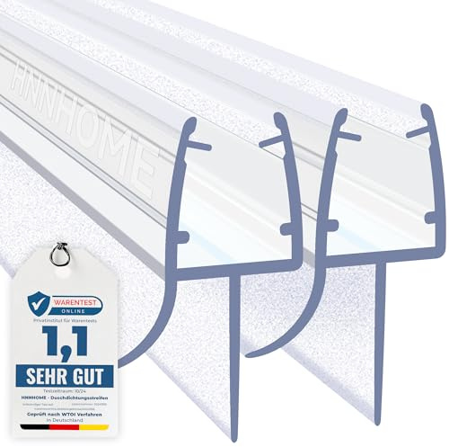 HNNHOME Duschtürdichtung unten mit Gummilippe für 5-8 mm Glas, 70cmx2 | Transparentes PVC, zuschneidbar, einfache Montage gegen Wasseraustritt an Duschtüren und Duschkabinen