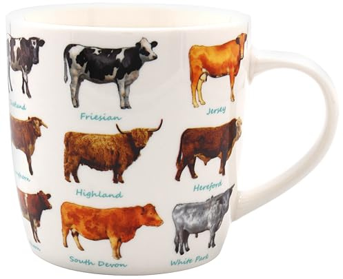 The Leonardo Collection Cows Mug, Tea and Coffee Mugs for Hot Drinks | Fine China Printed Mugs for Kitchen & Home | Reusable Ceramic Cups for Every Occasion | Birthday Gifts for Women & Men