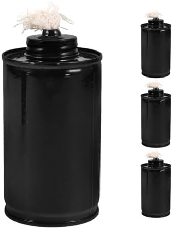 OUNONA Refillable Garden Torch Canister with Metal Wick Holder 4-Pack Lightweight Outdoor Fuel Tanks for Patio Yard Lighting and Garden Ambiance