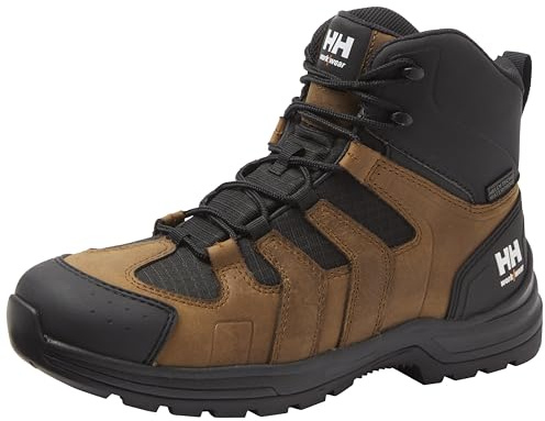 Helly Hansen Oslo Hiker Mid Work Boots for Men, 780 Dark Brown, 11 Wide | Electrical Hazard Protection for Electricians, Aluminum Toe, Slip-Resistant for Fall Construction, Moisture-Control Footbed