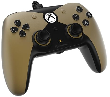 Hyperkin Competitor Wired Controller - Officially licensed Controller for use with Xbox Series X|S, Xbox One, Windows 10|11, PC, Video Game Controller with Hall Effect Sticks, 3.5MM. (Gold)