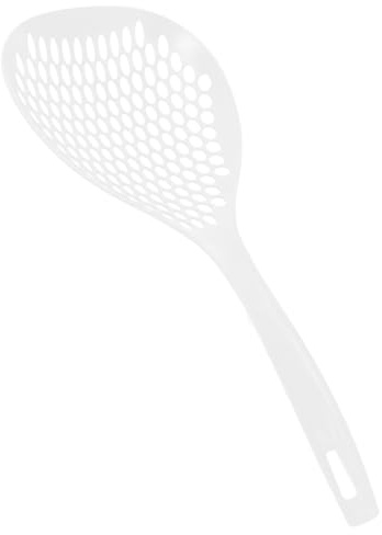 TIDTALEO Passoire à Écumoire Louche Multifonction Grosse Taille En Plastique Blanc Avec Manche Long, Égouttoir Manuel Pour Nouilles, Raviolis, Friture Cuisine Familiale