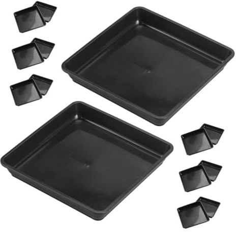 UKCOCO 15 pièces Soucoupes Carrées pour Pots de Fleurs Plastique Noir Plateau Égouttoir Fuite pour Plantes Dintérieur et Bonsai et Résistant