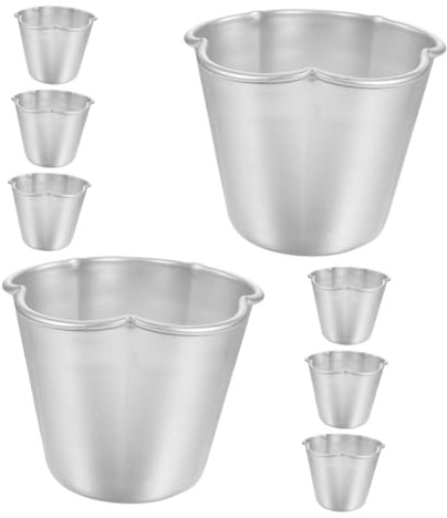 DECORNIJIA 8 piezas Molde para Magdalenas Antiadherente de Aluminio Mini Moldes Redondos para Tartas y Flanes Resistente Altas Temperaturas Compacto para Porciones Individuales