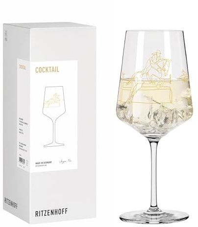 RITZENHOFF 8084009 Cocktail Glas 500 ml, Serie Reitgold - Anja Fee Edition mit dynamischer Reitszene aus feinen Golddetails – Made in Germany
