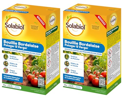 SOLABIOL 2 Bouillies Bordelaises - Granulés - 400L de Solution - 2x800g | Fongicide Polyvalent - Préventif & Traditionnel - Mildiou, Tavelure, Cloque - Coloration Bleue - SOBB800X2