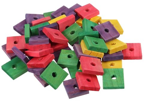 IMIKEYA Bird Bite 50pcs Wooden Chewing Blocks for Parrots and Small Animals DIY Wood Chips for African Grey Macaws Play and Explore (Mixed Colors)