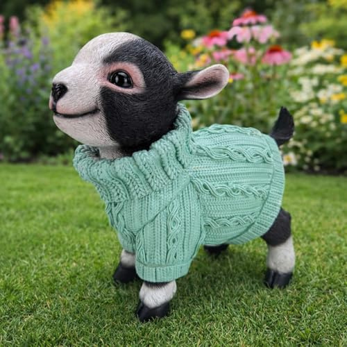 Online Fuchs Gartenfiguren für draußen niedliche Ziegen mit Pullover - Deko Figuren für Garten, Terrasse und Balkon – 16 bis 24 cm groß – wetterfest (Türkis 24 cm)