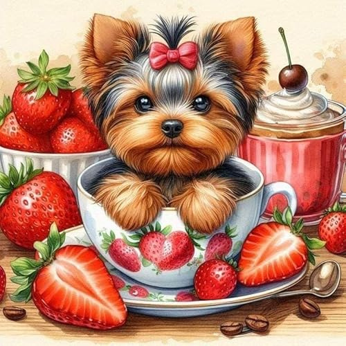 Yorkie Dog Yorkshire Terrier Animal Puzzle for Adults Educational Intellectual Jigsaw Puzzle,Beautiful Fantasy Puzzles for Adults Fun Game_300pcs