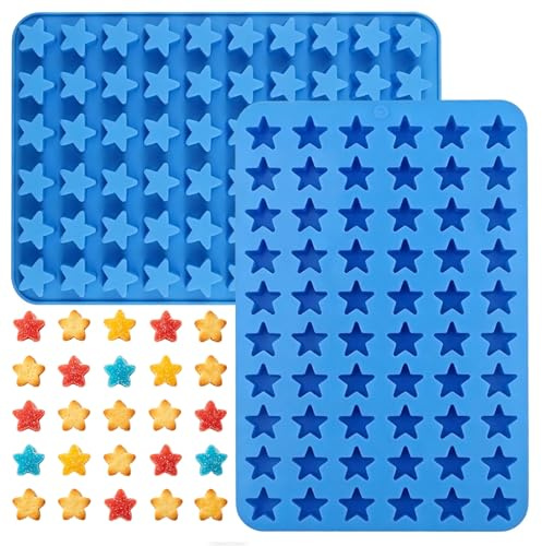 2 Stück Sterne Silikonform,Gummibärchen Form,Eiswürfel Eiswürfelform Silikon,Sternform Klein Kürbis,Pralinenform Schokoladenformen,Sternen SüßIgkeiten 60 Cavity