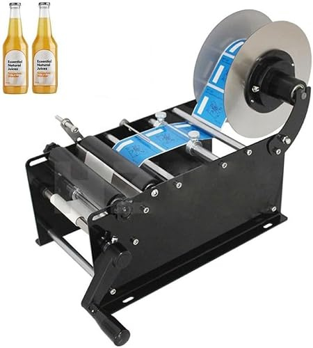 Bottle Label Applicator Machine, Manual Semi-Automatic Sticker Labeling Device, 20-40 Labels Per Minute, Ideal for Round Bottles and Containers