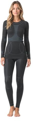 icefeld Thermounterwäsche-Set Damen, Funktionsunterwäsche Skiunterwäsche Seamless (nahtfrei): langärmliges Oberteil + Lange Unterhose (ÖkoTex100)