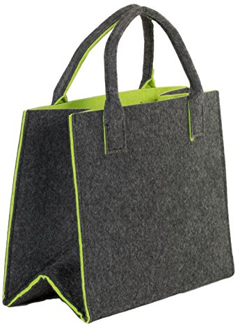 Brandsseller Praktische Einkaufstasche Shoppingbag Freizeittsche Aufbewahrungsbehälter aus Filz - ca. 35 x 20 x 28 cm - Anthrazit/Grün