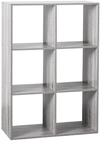 5five - Bibliothèque Étagère Mix'N'Modul - Effet Chêne Gris - 6 Cases, L 68 x P 32 x H 101 cm - pour Salon, Chambre, Bureau