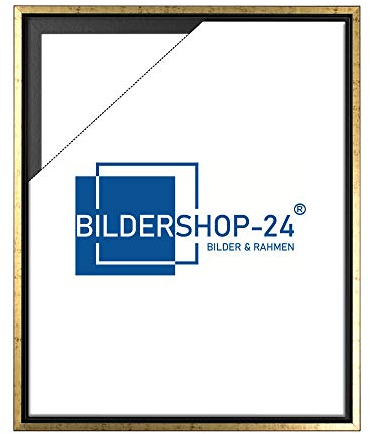 Bildershop-24 Schattenfugenrahmen mit Schattenfuge Lemgo Rahmen für Keilrahmenbilder und Leinwände 40 X 50cm Schwarz Goldglanz Antik