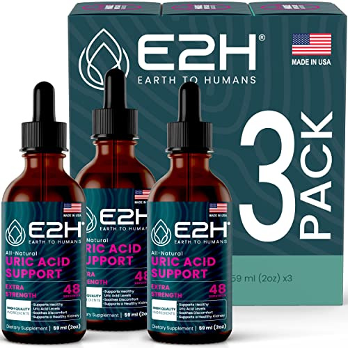 E2H Uric Acid Support Supplement - Tart Cherry and Devil’s Claw - Supports Uric Acid Health and Kidney Function Non-GMO - Vegan - (3 Bottles)