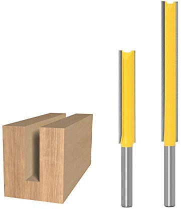 Bestgle 2 Pcs Brocas para Fresadora de Extralargas Brocas Rectas de Flauta Doble Fresas Recta con Vástago de 1/4 para Carpintería Ranurado Cincel Bits