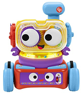 Fisher-Price Tito Robotito, Robot Aprendizaje 4 en 1, Juguete Interactivo con Luces y Sonidos, Regalo para bebés +6 Meses, versión español, HCK45