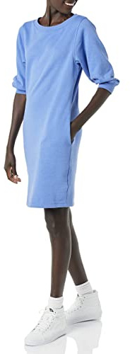 Amazon Essentials Vestido tipo sudadera de vellón con cuello redondo y mangas tipo blusón para mujer (disponible en tallas extragrandes), color azul jaspeado, talla XL