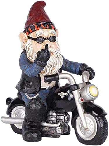 CHJIEJIE Gartenzwerg Motorrad, Zwerge für den Garten, Gartendeko Zwerg, Dekoration für die Terasse, Deko für den Balkon, Motorcycle Gifts for Men