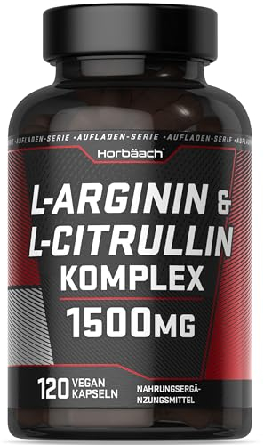 L Arginine and L Citrulline 1200mg Capsules | 180 Count | Amino Acids | Supplements for Men and Women | Suitable for Vegans & Vegeterians | by Horbaach