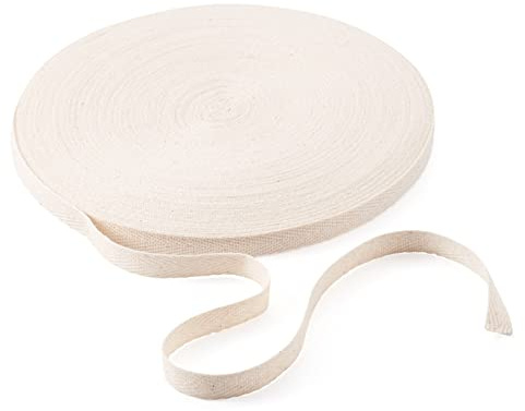 PandaHall 45 Meter 10 mm Baumwoll-Wimpelband, antikweißes Köperband, Fischgräten-Bänder, zum Nähen, Schneidern, Änderungen, Handwerk