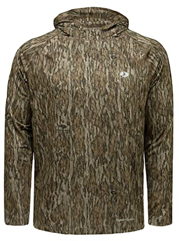 Mossy Oak Camo huvtröja för män lätta jaktskjortor, Bottomland, L