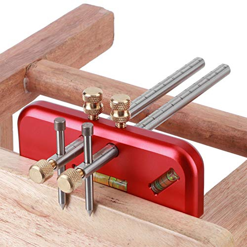 Einstellbare Markierungslehre, Holzbearbeitung Lineare Anreißer Einstecklehre Lineal Doppelkopf Aluminiumlegierung Zimmermann Holz Anreißwerkzeuge