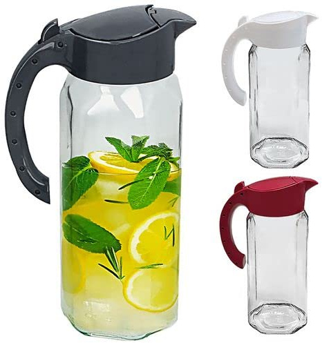 CARAFFA IN VETRO CON COPERCHIO IN PLASTICA DA 1,5 L 3 COLORI