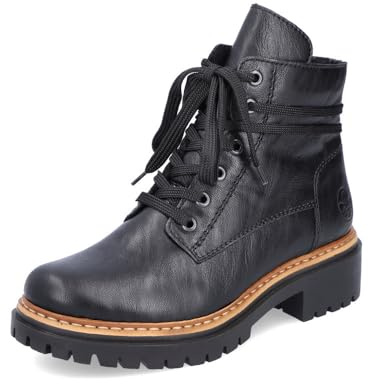 Rieker Damen Schnürstiefeletten 72603, Frauen Stiefeletten,halbstiefel,Kurzstiefel,uebergangsschuhe,uebergangsstiefel,schwarz (00),39 EU / 6 UK