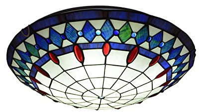MOLOURK Vintage Küchenlampe, LED Esszimmer Deckenlampe, Flush Mount Rund Retro Flurlampe für Wohnzimmer Korridor Flur Dekorative Deckenbeleuchtung, E27, Mit Farbe Glas Lampenschirm (B,40CM)