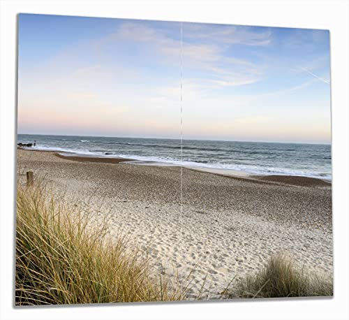 Wallario Herdabdeckplatte/Spritzschutz aus Glas, 2-teilig, 60x52cm, für Ceran- und Induktionsherde, Strandspaziergang im Urlaub an der Ostsee