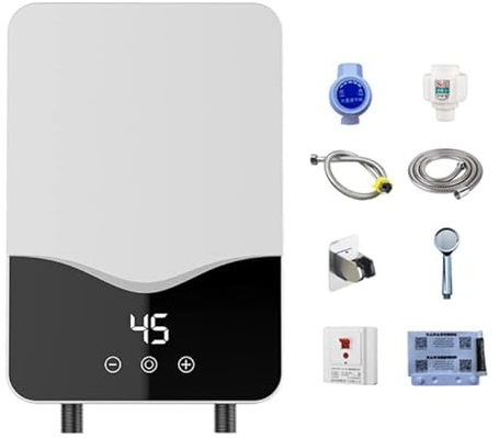 Elektronischer Durchlauferhitzer,CEIEVER Mini Instant Warmwasserbereiter 220V 5500W Mini Warmwasserbereiter mit Durchlauferhitzer Dusche,für Badezimmer Küche