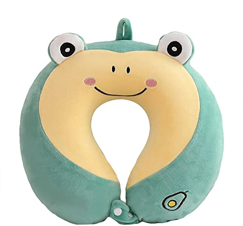 EXQULEG PP-Baumwolle Cartoon U-Shaped Reisekissen Nackenkissen Reisekissen Kinder Reisekissen Ideal für Reise Büro und Haus (Frosch)