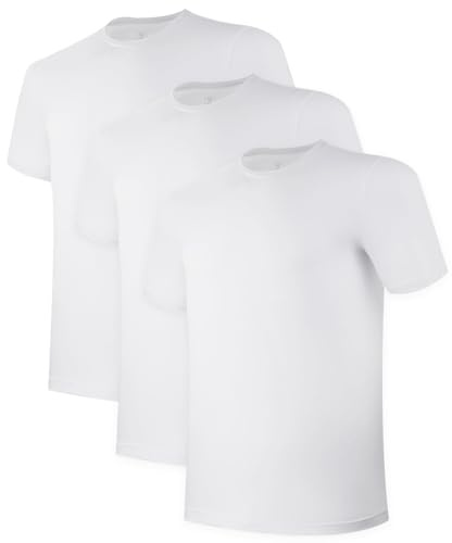 BAMBOO COOL Mens Undershirts Pack, Soft White T Shirts for Men, 3 Pack