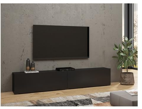 PRICE FACTORY just for you Meuble TV 180cm Collection EVA. Couleur Noir et chêne.