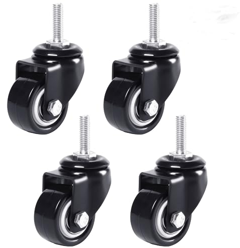 Lot de 4 roulettes pivotantes M10 pour meubles lourdes - Double tête pivotante à roulement à billes - Silencieuses - Charge lourde - Pour meubles en palettes (sans frein)