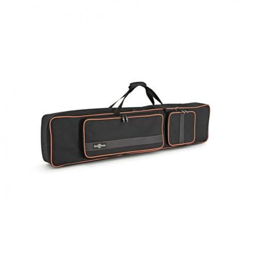 88 Key Slim Piano Keyboard Gig Bag with Shoulder Strap and Padding | Ideal for slim stage keyboards, fashionable orange trim, 20mm cushioning for touring, detachable shoulder strap