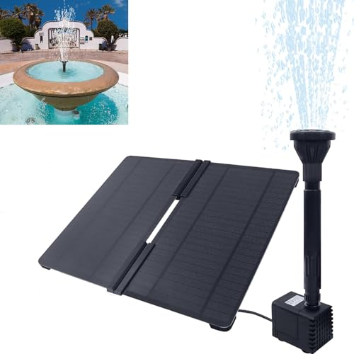 LARS360 Solar Springbrunnen 20W Falten Solar Teichpumpe mit Verstellbarem Ständer Solar Wasserpumpe mit 6 Fontänenstile Solarbrunnen für Garten, Teich, Vogelbad