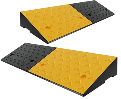 Bordsteinrampe 2 Stück Bordsteinkanten Rampe aus Gummifasern Rollstuhlrampe Auffahrkeil Türschwellenrampe Verschiedene Höhenunterschiede 4-15 cm für Auto Motorrad Rollstuhl (Size : 100x25x5cm)