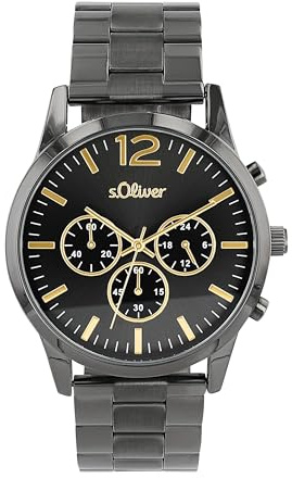 s.Oliver Armbanduhr Herren Chronograph Analog, mit Edelstahl Armband, 3 bar Wasserdicht, Kommt in Uhren Geschenk Box