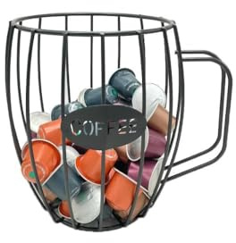 Coffee Porte Capsule Café, Métal Support de Dosettes de Café, Panier de Rangement de Café Pour Comptoir de Cuisine, Bar à Café, Organisateur de Station de Café Noir