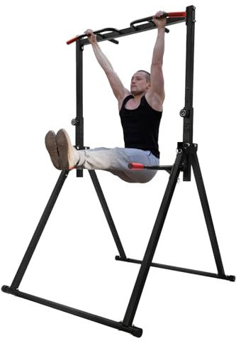 Faltbar Power Tower Dip Station, Multifunktion Klimmzugstange Freistehend Kraftstation Fitness Trainingsgerät für Home Gym Klimmzugturm Liegestütze Abdominal bis 200kg